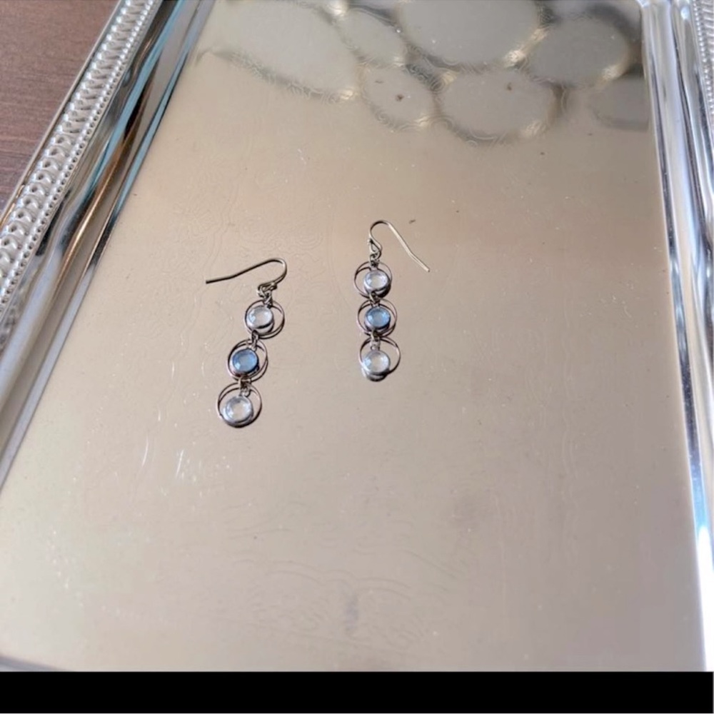 Anthropologie Crystal Earring, Light Blue & Clear